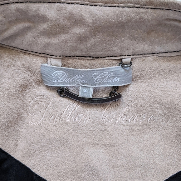 Dallin Chase Suede Leather Moto Jacket With Gold Trim Size Small - Picture 4 of 13